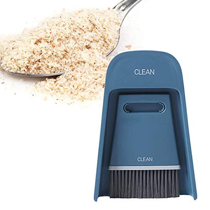 Mini Dustpan and Brush Set, Portable Snap on Design Desktop Cleaning Brush Handheld Crumb Sweeper for Sofa Car Kitchen (Dark Blue) - color: Dark Blue