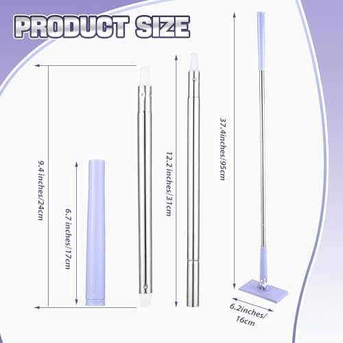 11 Pcs Lengthened Press Lock Mini Mop, Convenient Cloth Changing Mini, Retractable Gap Dust Cleaner Flat with Locking Head Sweeping Cloths, 37 Inch 360° Swivel Head (1 Mop+10 Cloth)