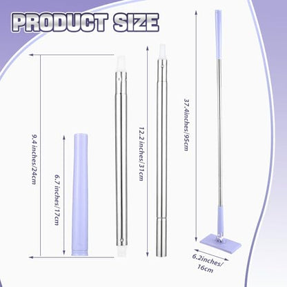 11 Pcs Lengthened Press Lock Mini Mop, Convenient Cloth Changing Mini, Retractable Gap Dust Cleaner Flat with Locking Head Sweeping Cloths, 37 Inch 360° Swivel Head (1 Mop+10 Cloth)