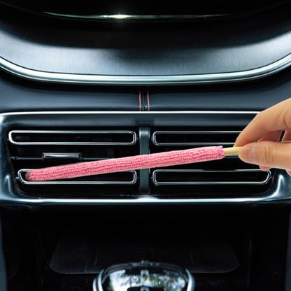 12 PCS Microfiber Detail Duster Sticks, Mini Duster Crevice Cleaning Tool for Car Air Vents, Blinds, Fans, Windows, Small Spaces, Gap Dust Cleaner, with 1 Detail Cleaning Brush