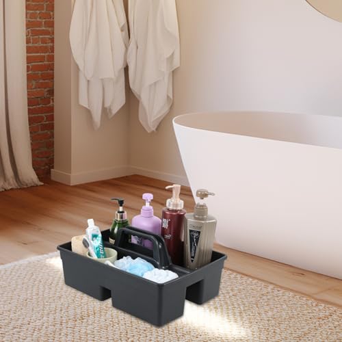 6 Packs Plastic Cleaning Caddy Organizer with Handle, 3-Compartment Portable Plastic Cleaning Caddies