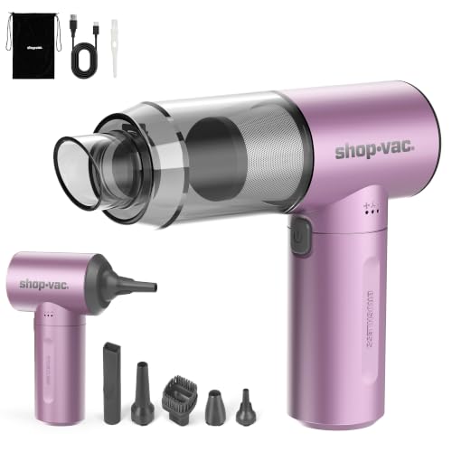 Shop-Vac S4 Handheld Car Vacuum Cleaner Cordless, 16000Pa 3-in-1 Mini Hand Vacuum & Air Duster with Brushless Motor, Multi-Nozzles, Rechargeable, for Car, Office, and Home Detail Cleaning (Purple) - color: Purple