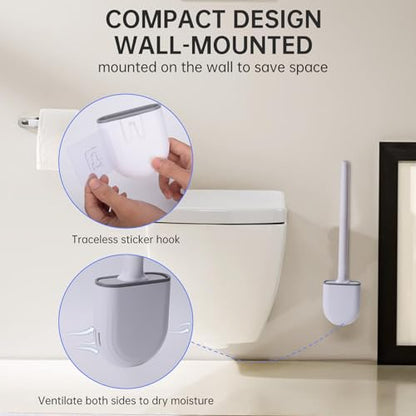 RV Toilet Bowl Brush, Toilet Brush Silicone Won't Damage Toilets, Wall Mounted Toilet Brush-Anti-Roll, Anti-Drip Design, Suitable for RV Travel Trailers and Campers, Made by RVers for RVers - color: White
