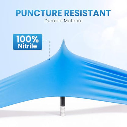 Borje Nitrile Exam Gloves Large, 100 Count Disposable Gloves, Blue, Latex-Free Powder-Free, Food Safe, Cooking, Cleaning - size: Large, style: Blue of 100