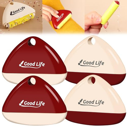 Good Life Lint Roller, Reusable Mini Lint Roller Pet Hair Remover, Portable Lint Roller, Washable Lint Roller, Portable Lint Remover for Clothes, Furniture, Dog & Cat Hair (4 Set)