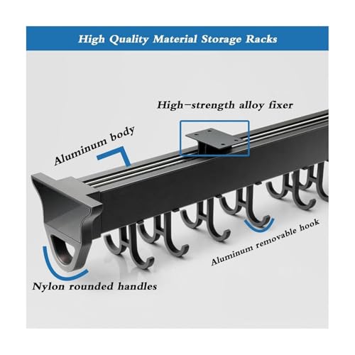 Pull Out Mop and Broom Holder Cabinet Organizer Heavy Duty Aluminum Slide Out Storage Rack with Adjustable Hooks for Kitchen Cabinet Cleaning Tools Pots Pans Closet Storage 31cm/12.2in - size: 31cm/12.2in