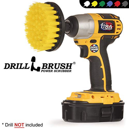 Drillbrush Bathroom Cleaner Drill Attachment – Bathtub Cleaning Supplies - Yellow Drill Brush Bathtub Scrubber - Carpet Scrubber - Bathroom Accessories - Stone Bath Mat Cleaner Spin Brush for Shower - color: Yellow