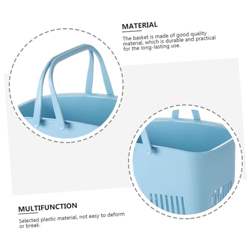 Healifty Large Portable Plastic Storage Basket Organizer 30x20.5x15cm Blue Sundries Container for Bathroom and Kitchen Desktop Storage