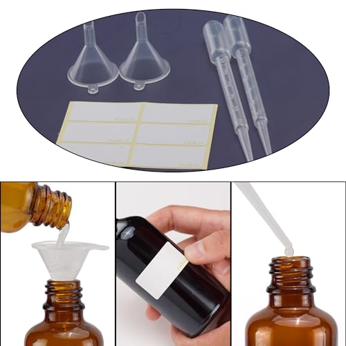 YIZHAO Amber Glass Spray Bottles 2oz, with Small Fine Mist Spray, Metal Cap, Refillable for Essential Oil,Travel,Cleaning,Perfume,Aromatherapy,Makeup – 6 Pcs - color: Amber, size: 50ml-6