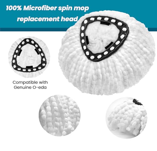 6 Pack Mop Head Replacement Compatible with Oceda Triangle Swivel Mops,Spin Mop Replacement Head 100% Microfiber,Deep Cleaning,EPSUNORISE Replacement Heads Compatible with O Ceda Mop(White) - size: 6pack