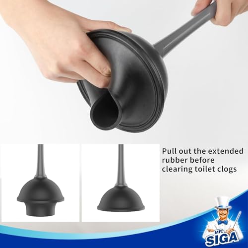 MR.SIGA Toilet Plunger and Bowl Brush Combo for Bathroom Cleaning, Gray, 2 Sets - color: Gray