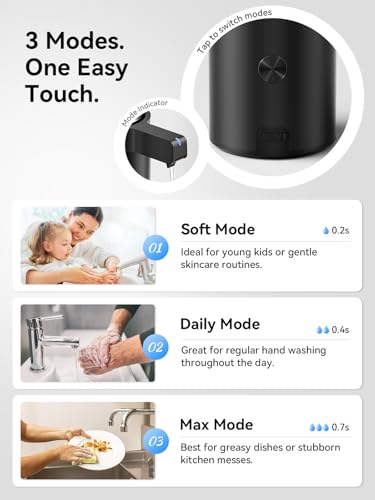 SUNLY Touchless Automatic Soap Dispenser – Clog-Free Pump, 0.2s Fast Sensor, USB-C Rechargeable, Smudge-Resistant Stainless Steel, for Kitchen & Bathroom Soap Dispenser, Black - color: Black