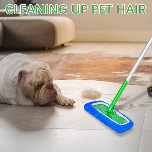 3 Pack Dark Blue Microfiber Mop Pads - Reusable Washable Refills for Wet & Dry Floor Cleaning - Fits Most Standard Mops - Household Cleaning Pads - color: Dark Blue