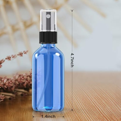 Wedama 2 oz Mini Glass Spray Bottles, Empty Small Spray Bottles with Funnel Dropper, Fine Mist for Hair, Travel, Plants, Cleaning Solutions and Skin Care (4 Pack Sky Blue) - color: Sky Blue, size: 2 Ounce (Pack of 4)