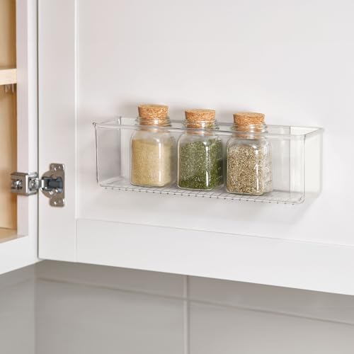 iDesign Adhesive Organizer Bin, Set of 2, Clear | Damage-Free Hanging, For Kitchen, Bathroom, or Office - style: Pack of 2