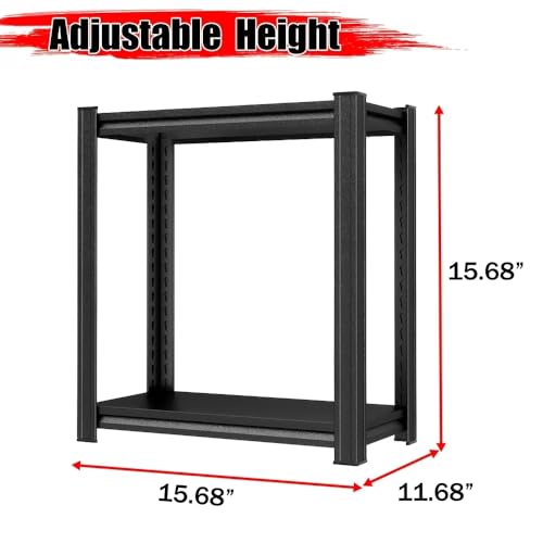 72"H/60"H: Father & I 5-tier storage rack, metal + wood, suitable for garage/kitchen/pantry, steel multi-functional support, adjustable, heavy-duty garage rack, black. (15.68*15.68*11.68) - size: 15.68*15.68*11.68