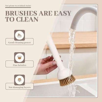 2 Pack Dish Brush with Adjustable Angle Handle, Dish Scrubber Kitchen Scrub Brush for Cleaning Dishes, Pots, Pans, Sink, Stiff Bristles Dishwashing Brush