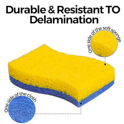 6-Pack Non-Scratch Kitchen Sponges – Durable Dish Sponges for Dishes, Pots, and Pans, Perfect for Cleaning Stainless Steel, Dishwashing, and More, Blue & Yellow - color: Blue Yellow