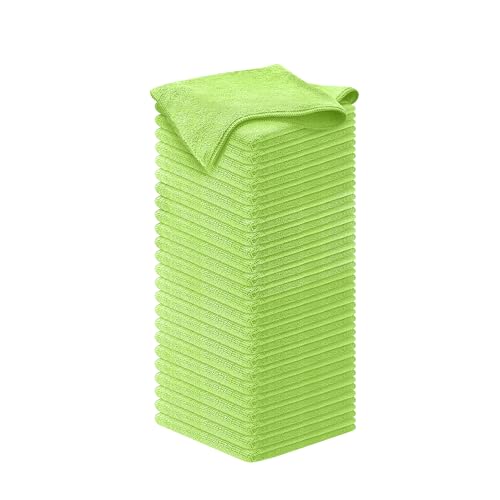 USANOOKS Microfiber Cleaning Cloth Light Green - 50 Pcs 12.5"x12.5" - High Performance - 1200 Washes, Ultra Absorbent Towels Weave Grime & Liquid for Streak-Free Mirror Shine - Car Washing Cloth - color: Light Green, size: Pack of 50