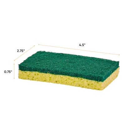 Scrubee Heavy Duty Scrub Sponge with Scouring Pad, Kitchen Dishwashing, Sink, Pot, and Frying Pan Cellulose Scrubber Sponge Non-Scratch, by Superio, 2-Pack (4.5" Sponge) - color: Green, size: 2-pack