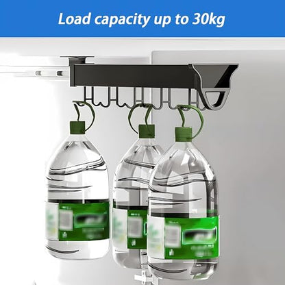 Pull Out Broom Holder, Multifunctional Slide Broom and Mop Organizer/Storage, Hanging Garage Storage Rack for Kitchen/Closet/Home/Cupboard/Wardrobe(14.17in-12 Hook) - size: 14.17in-12 hook