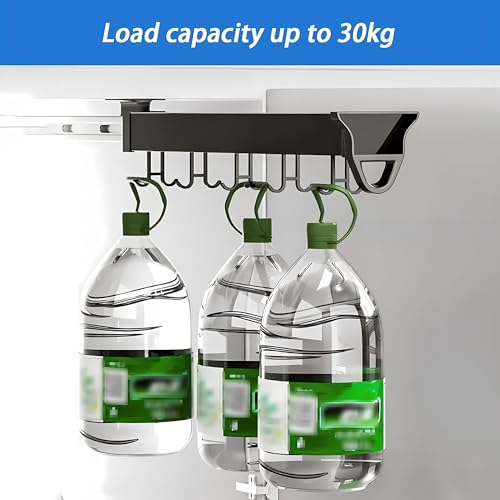 Pull Out Broom Holder, Multifunctional Slide Broom and Mop Organizer/Storage, Hanging Garage Storage Rack for Kitchen/Closet/Home/Cupboard/Wardrobe(10.23in-8 Hook) - size: 10.23in-8 hook