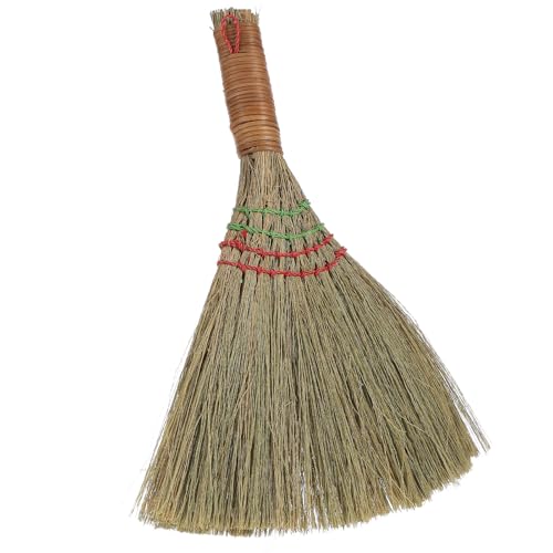 Ciieeo Small Straw Whisk Broom Handheld Brush with Short Handle, Large Wicker Desktop Sweeper for Household Dust and Debris Cleaning, Multipurpose Indoor and Outdoor Use