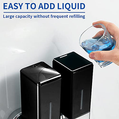 3 x 500ml per Cup Wall Mounted Manual Soap Dispenser for Home, Bath, Kitchen, Hotels, Restaurants. Shower and Lotion Dispenser (Black) - color: Black,transparent, size: 3 Chamber