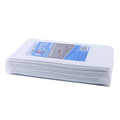 POLYTE Ultra Premium Microfiber Kitchen Dish Hand Towel Waffle Weave, 8 Pack (16x28 in, White) - color: White, size: 16x28 in