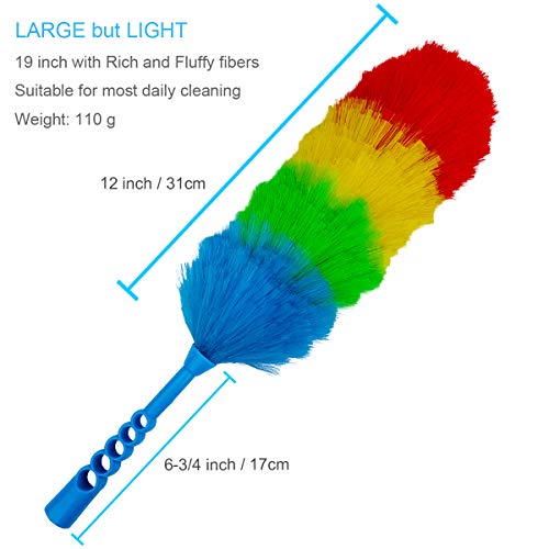 2 Pack Upgrade 19” Static Duster Beandable and Washable - More Fibers Bigger Head Less Loss of Fiber Duster