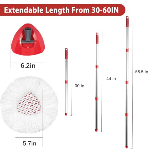 Microfiber Spin Mop Replace Head, Mops Base, Handle Compatible with O Cedar EasyWring 1-Tank Spin Mop Refills (New White-Centre 40% More (1-Tank System)) - color: New White-centre 40% More (1-tank System)
