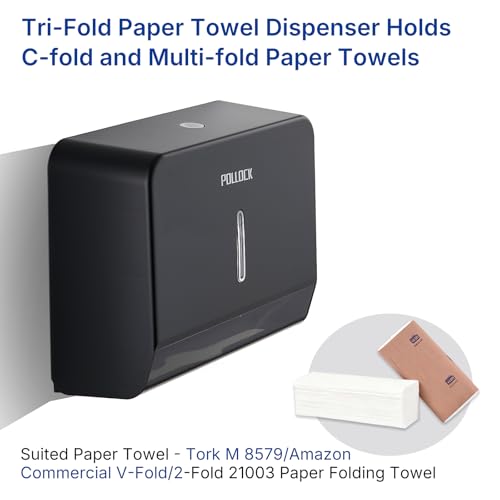 Commercial Paper Towel Dispenser Wall Mounted, Trifold/C-Fold/Multifold Hand Towel Holder, Hand Towel Dispenser for Bathroom Tissue Dispenser, Large Capacity 200 Sheets (Black-5853) - color: Black-5853
