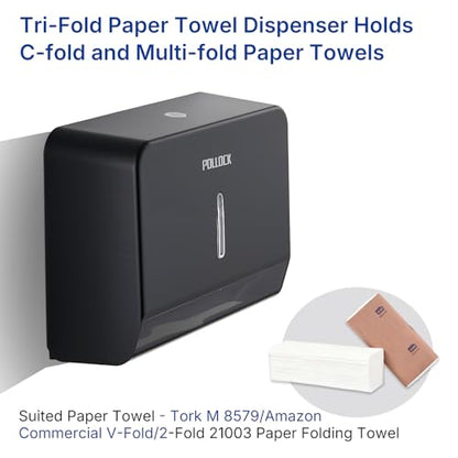 Commercial Paper Towel Dispenser Wall Mounted, Trifold/C-Fold/Multifold Hand Towel Holder, Hand Towel Dispenser for Bathroom Tissue Dispenser, Large Capacity 200 Sheets (Black-5853) - color: Black-5853