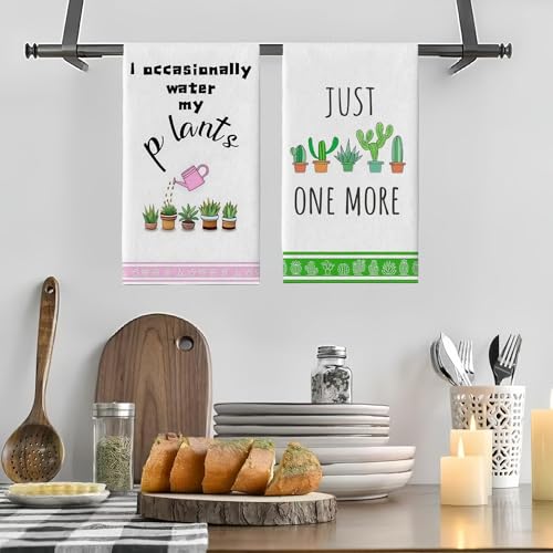 Funny Plant Lover Kitchen Towels (18x26 Inch) - Succulent & Cactus Themed Gifts for Women, Housewarming,Birthday Gifts for Mom, Best Friend, Plant Lady - color: Funny Plant