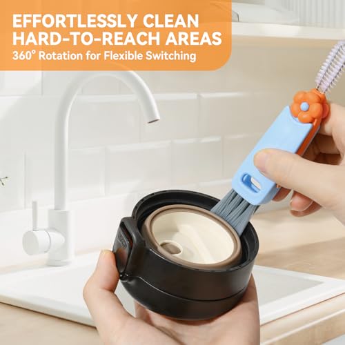 3 in 1 Cup Lid Gap Cleaning Brush Set, Multifunctional Bottle Cleaning Brush, Cup Lid Gap Cleaner, Home Kitchen Crevice Brush Tools(Multicolor) - color: Multicolor