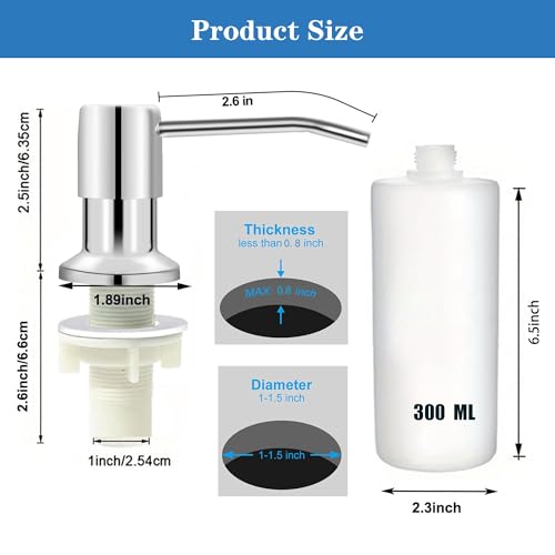 Ouest Dish Soap Dispenser for Kitchen Under Built-in Soap Dispenser Pump Bathroom with 300ML Bottle Electroplated - color: Electroplated-bottle