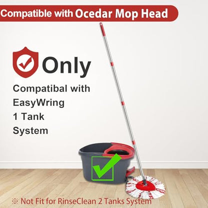 Spin Mop Replacement Head, Base, Handle Compatible with Ocedar Mop Set EasyWring 1-Tank Microfiber Spin Mop, 2 Refills Replacement Heads, 30-58in Handle and 1 Base Combo Set - color: New Set-centre 40% More (1-tank System)