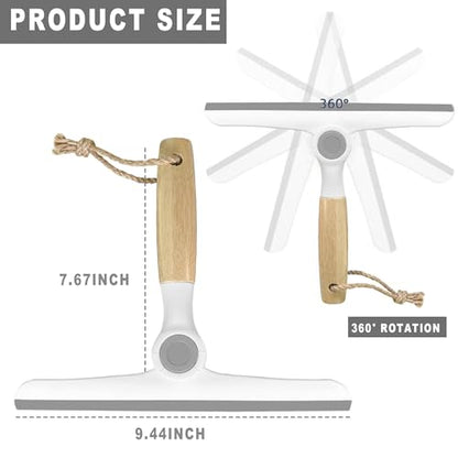 NBGYTECH Window Squeegee Household Cleaning Scraper Handheld Squeegee for Shower Glass Door Mirror Car Windshield (White Bamboo Handle) - color: White Bamboo Handle