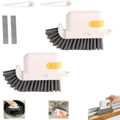 3-in-1 Removable Window Slot Brush,New Window Groove Cleaning Brush, Portable Window Track Cleaner Window Groove Cleaning Brush Tools with Hidden Scraper for Home Window Groove (Yellow-2PCS) - color: Yellow-2pcs