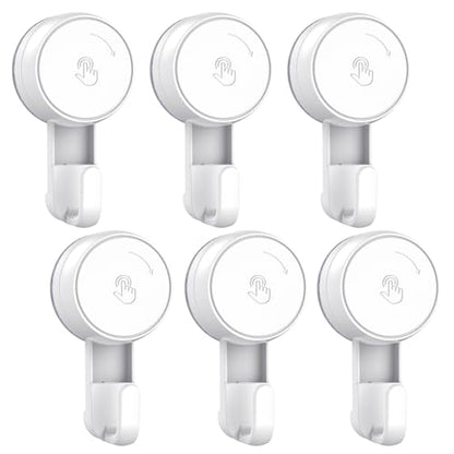 LUXEAR Heavy Duty Waterproof Shower Hooks 6 Pack - Suction Hook, No Drill Damage-Free Removable Reusable Wall Hooks for Bathroom Kitchen Towel Bathrobe Loofah Shower Hooks (Max Load 11LB/5KG) - size: 6 Pack Single