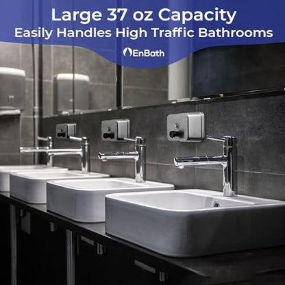 Commercial Soap Dispenser Wall Mount (37oz) Horizontal, Heavy Duty, Stainless Steel Manual Soap Dispenser for Bathrooms with Corrosion Proof Lining and Anti-Leak, Patent-Pending Pump Design