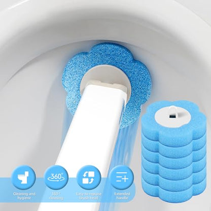 24pcs Toilet Brush Refills Replacement Sponge Heads for Toilet Bowl Cleaner Wand Hygienic Scrubbing Pads Deep Cleaning No Handle - color: 24 Brush Heads