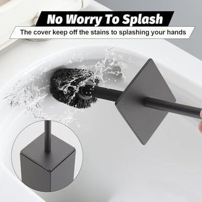 BGL Toilet Brush with Holder Set Gun Grey Aluminium Standing for Bathroom Toilet Bowl Cleaner Brush and Holder Set, Square Design - color: Gun Grey-standing