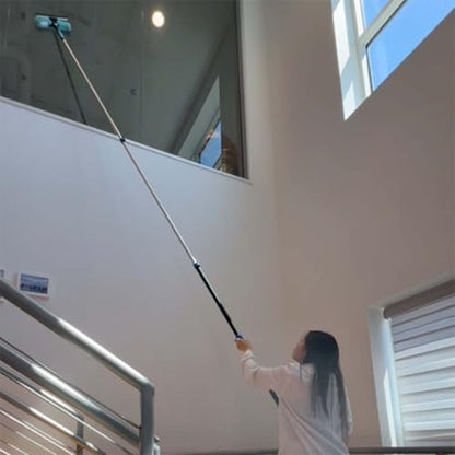30 Foot Fan Cleaner High Ceiling 2 Cobweb Dusters with Heavy Duty Extension Pole, Window Squeegee Kit, Household Cleaning Gloves(24ft) - size: 24ft
