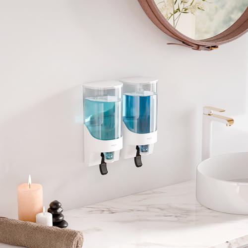 Umimile Mouthwash Dispenser for Bathroom, Plastic Mouthwash Dispenser Wall Mounted, 30.4oz(900ml) Mouthwash Container with 10Pcs Reusable Cups,White