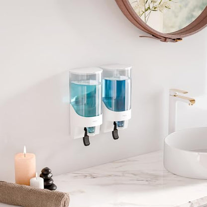 Umimile Mouthwash Dispenser for Bathroom, Plastic Mouthwash Dispenser Wall Mounted, 30.4oz(900ml) Mouthwash Container with 10Pcs Reusable Cups,White