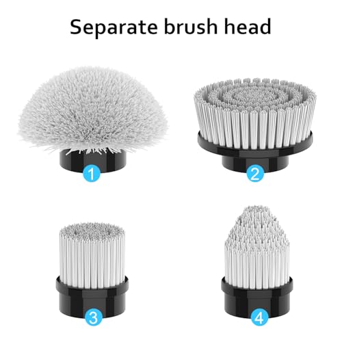 TUYU Replaceable Brush Heads Electric Spin Scrubber,4 Pack Brush Heads & 4 pcs Extra Brushes Kit, Cordless Spin Scrubber Power Cleaning Brush for Bathroom Floor