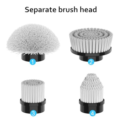 TUYU Replaceable Brush Heads Electric Spin Scrubber,4 Pack Brush Heads & 4 pcs Extra Brushes Kit, Cordless Spin Scrubber Power Cleaning Brush for Bathroom Floor
