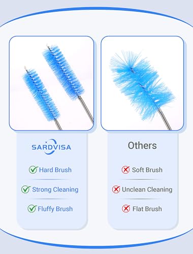 SARDVISA Drain Cleaning Brush, 66 Inch Double Ended Flexible Pipe Tube Cleaner with 3 Straw Brushes, Long Nylon Bristle Brush for Kitchen Sink, Bathroom, Shower Drain, and Pipe Buildup - size: mini clean brush