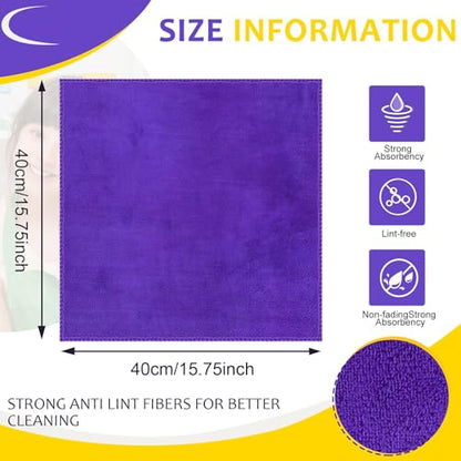 Nuenen Microfiber Cleaning Cloths for Cars 16 x 16 Inch Ultra Absorbent Car Towels Drying Reusable Cleaning Supplies House Kitchen Window Microfiber Towel(Purple,60 Pcs) - color: Purple